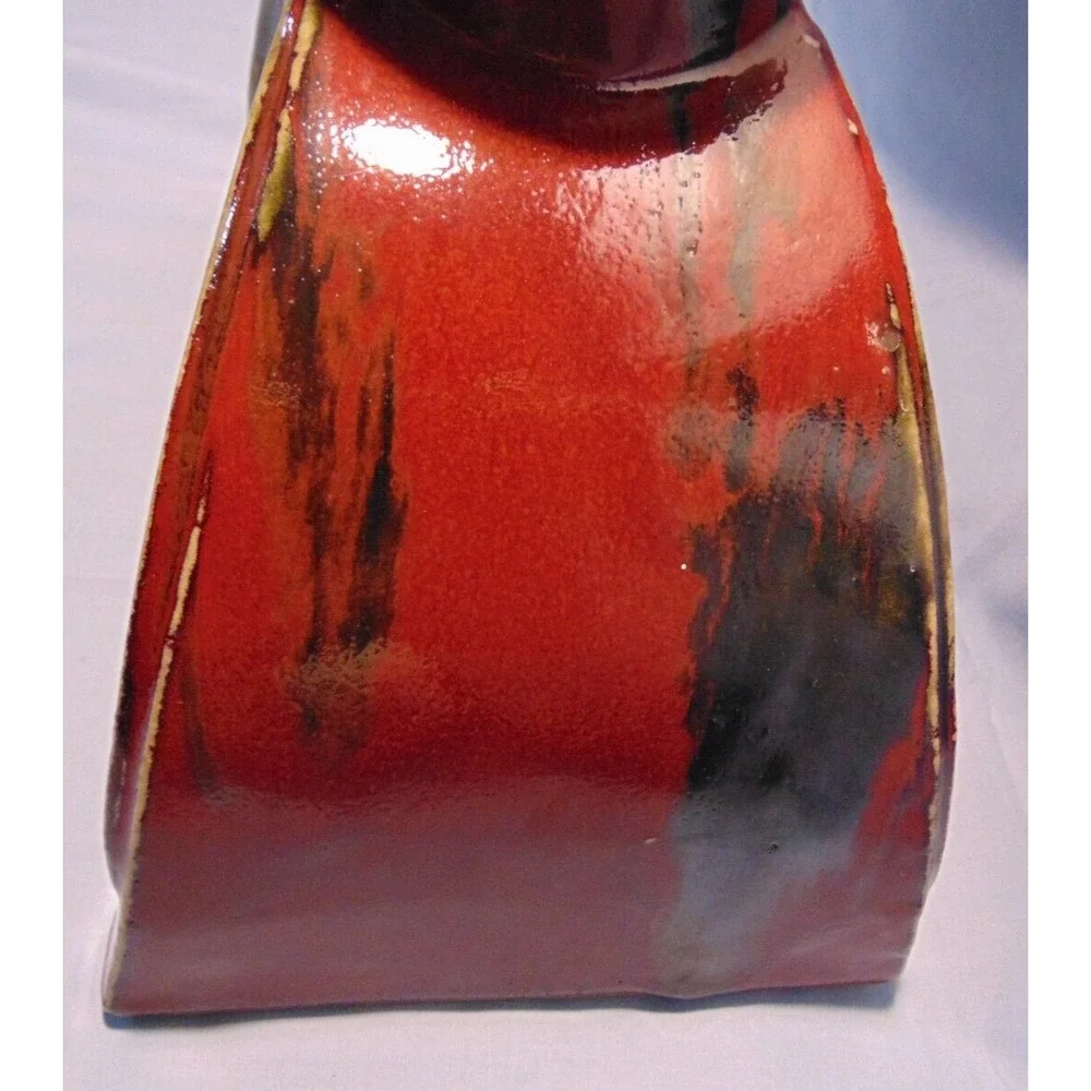 Large Medallion Flambe Oxblood Glaze Chinese Porcelain Ceramic Pottery Vase Set‎
